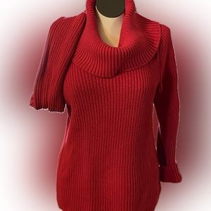 Jones New York Red Cowl Neck Sweater L-XL Very Good Condition!